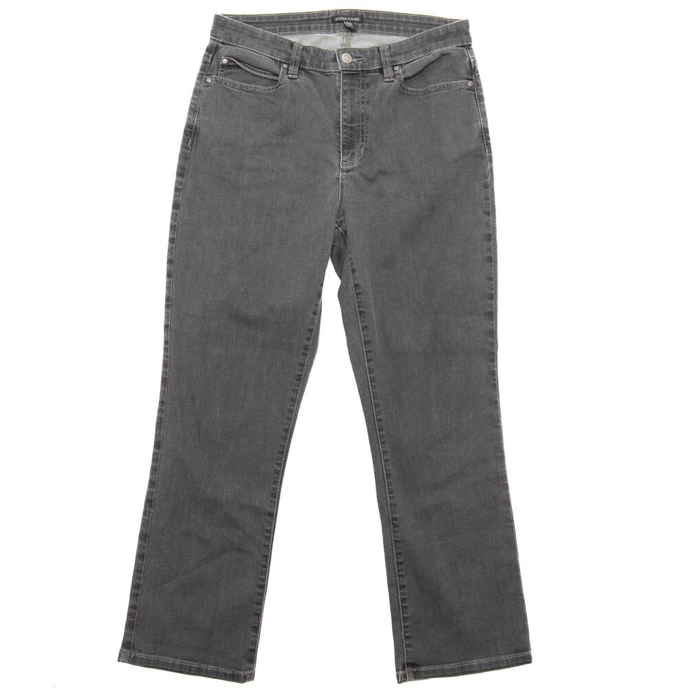 Eileen Fisher High Rise Organic Cotton Stretch Straight Leg Jeans Size 8